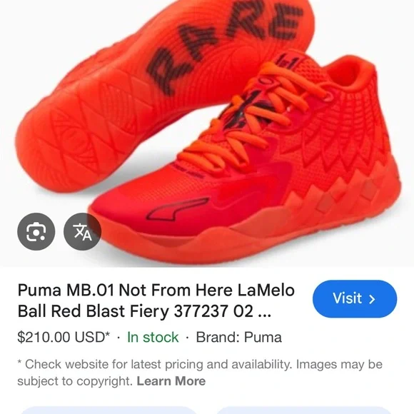 Puma Mens Bright Red Sneakers - Picture 8 of 9